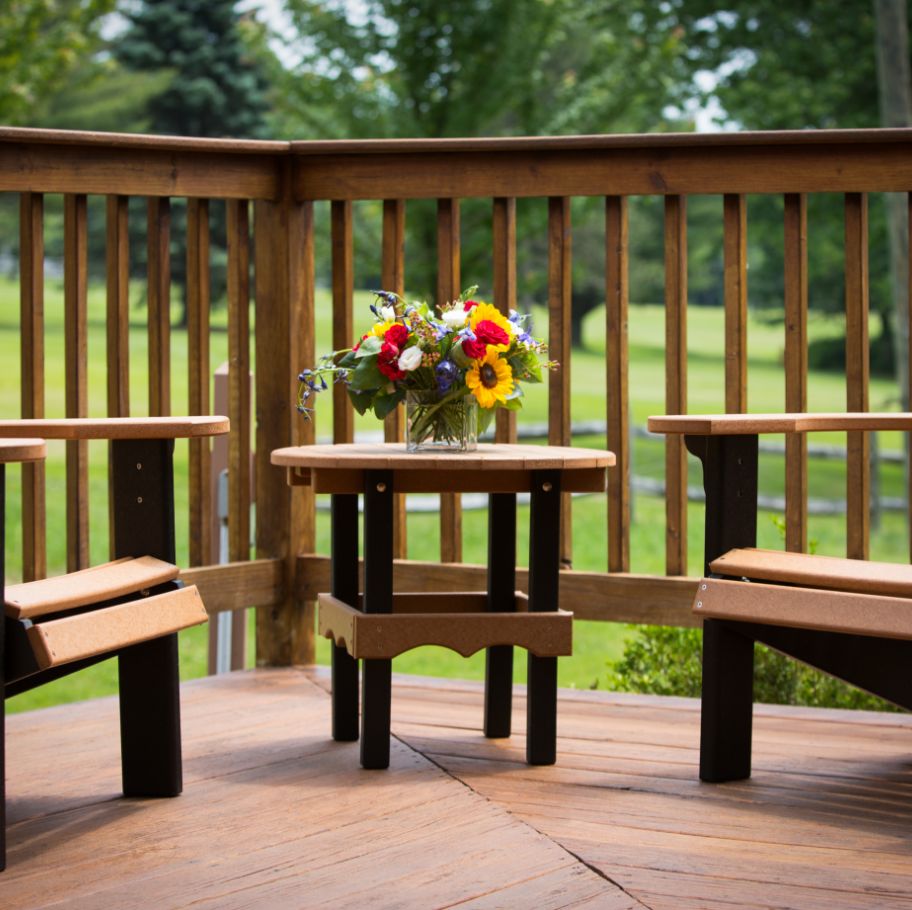 porch with flower arrangment