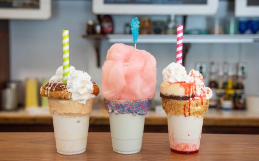 Three Milkshakes with lots of toppings