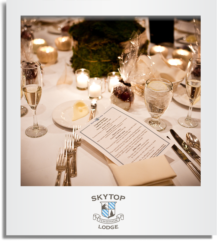 banquet hall polaroid of menu