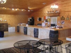 tasting room with natural wood walls